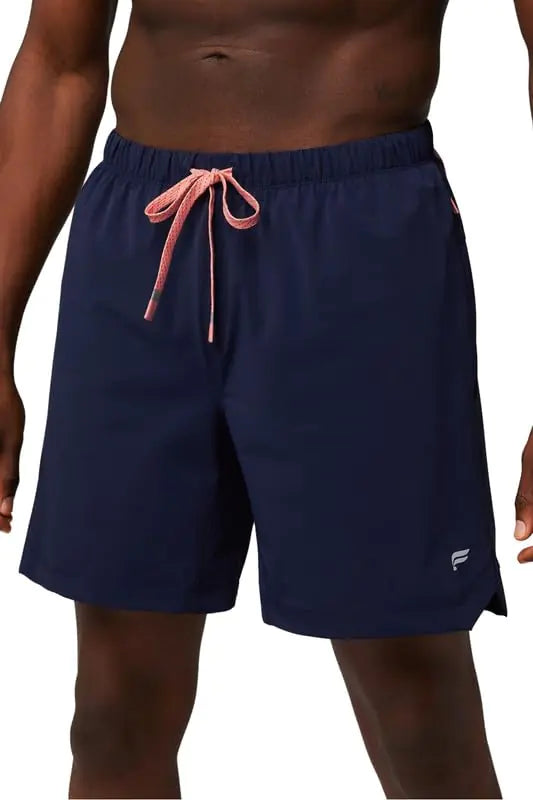 Fabletics Mens The One Short (Unlined) Training Swimming Lightweight Quick-Dry Zip Pocket Stretch Woven7" Inseam 4X Deep Navy/Multi Spraydient